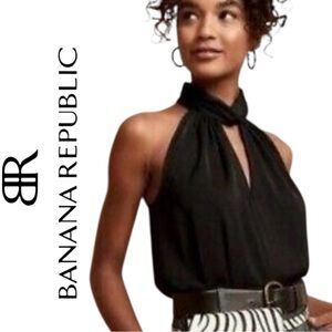 Black Twisted Halter Neck Top